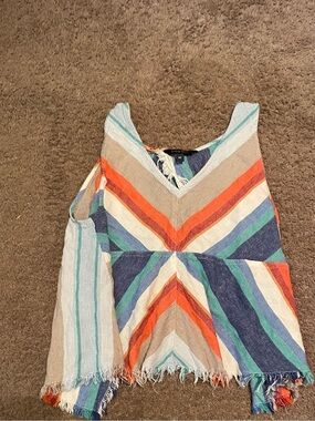 Indigo Rein Navy, Teal & Orange Fringe Top
